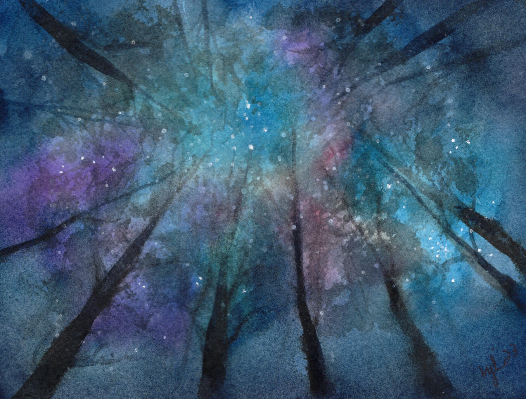 Watercolor 5 x 7 "Gaze Up In Blue" $52