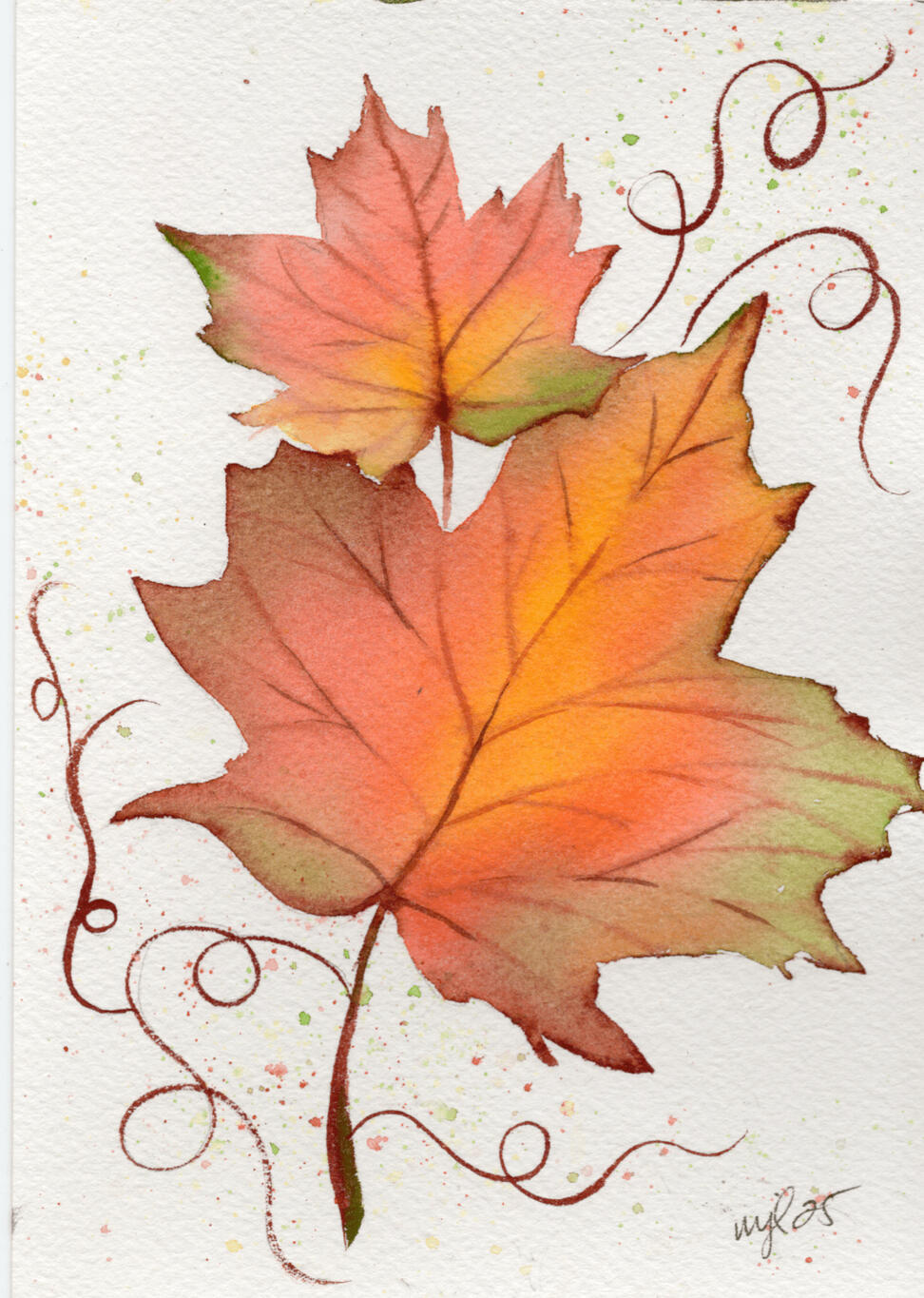 Watercolor 5 x 7 &quot;Autumn Maples&quot; $52